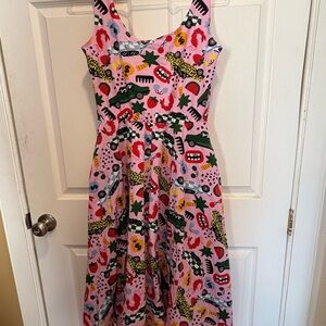 Nooworks Pink Graphic Print Midi Dress